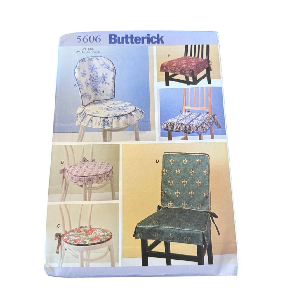 Butterick‎ 5606 Chair Covers Pads Round Square Cushions New Uncut FF Vintage